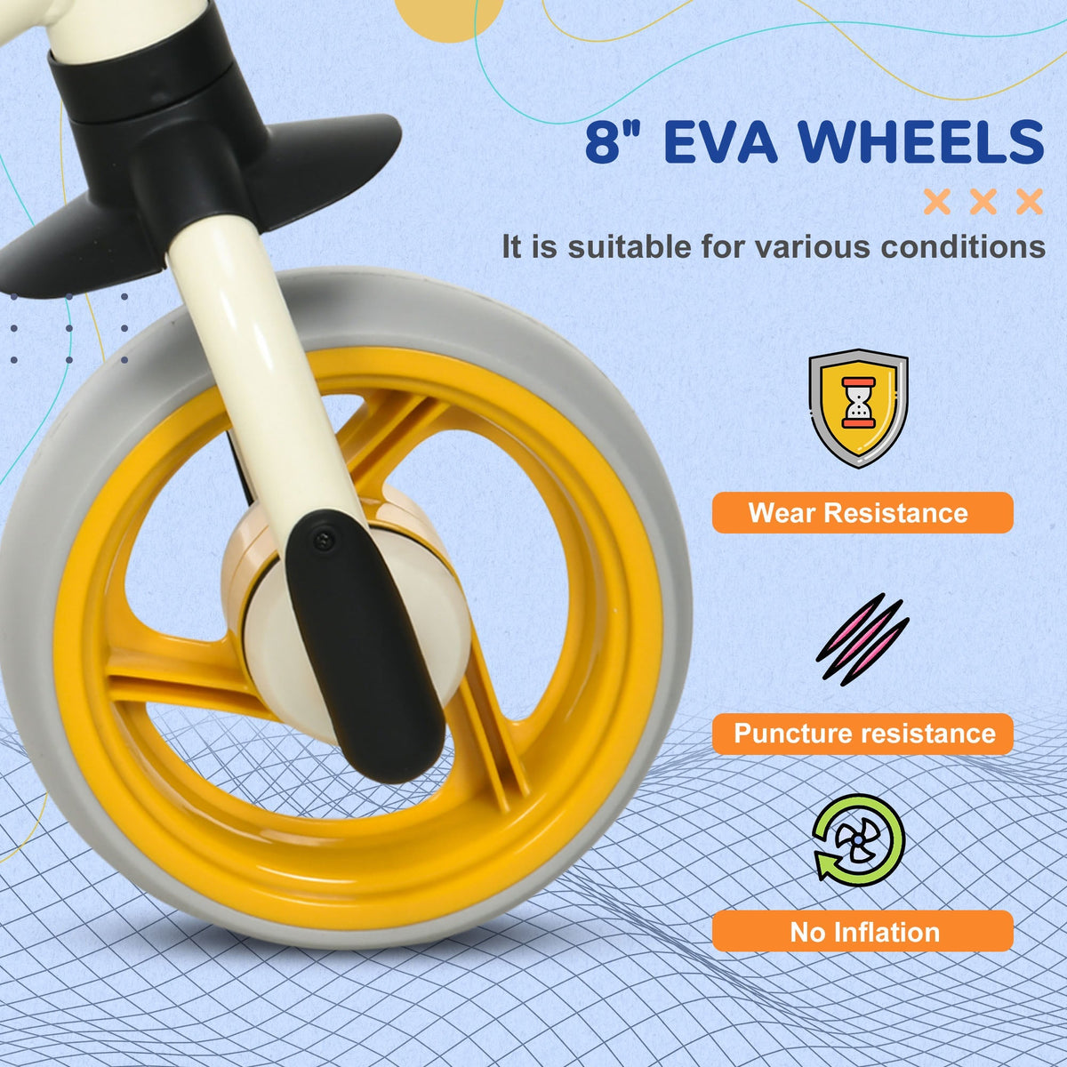 AIYAPLAY 8" Balance Bike, Lightweight Training Bike for Children, with Adjustable Seat, EVA Wheels, Easy installation - Orange - SGP Garden Ltd