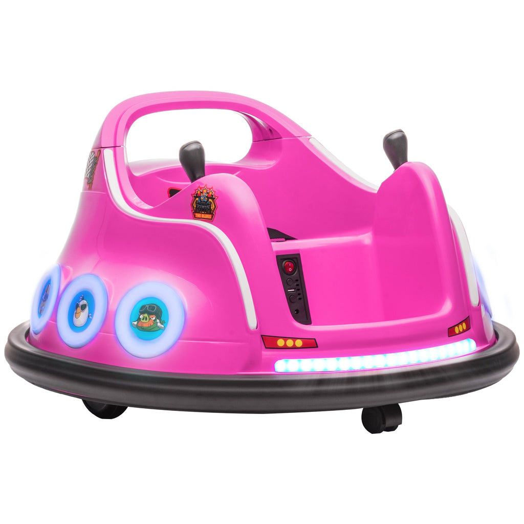 AIYAPLAY Angry Bird Licensed Waltzer Car, 12V Kids Bumper Car w/ Joysticks, Remote, Music LED Lights - Pink - SGP Garden Ltd