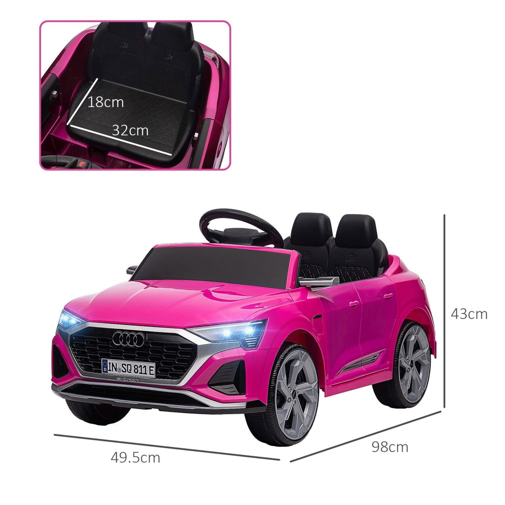 AIYAPLAY Audi Q8 e-tron Sportback Licensed 12V Ride on Car w/ Remote, 4 Spring Suspension Wheels, Headlights, Music, Horn - Pink - SGP Garden Ltd