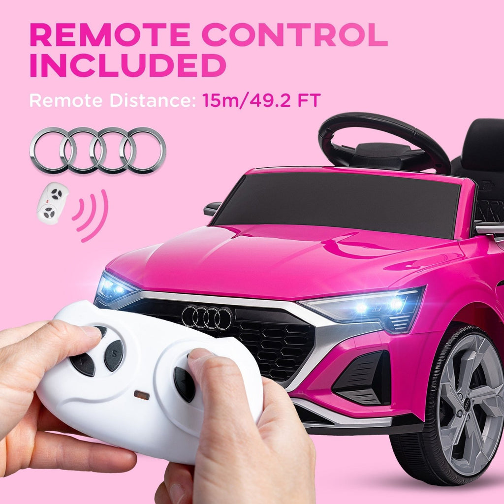 AIYAPLAY Audi Q8 e-tron Sportback Licensed 12V Ride on Car w/ Remote, 4 Spring Suspension Wheels, Headlights, Music, Horn - Pink - SGP Garden Ltd