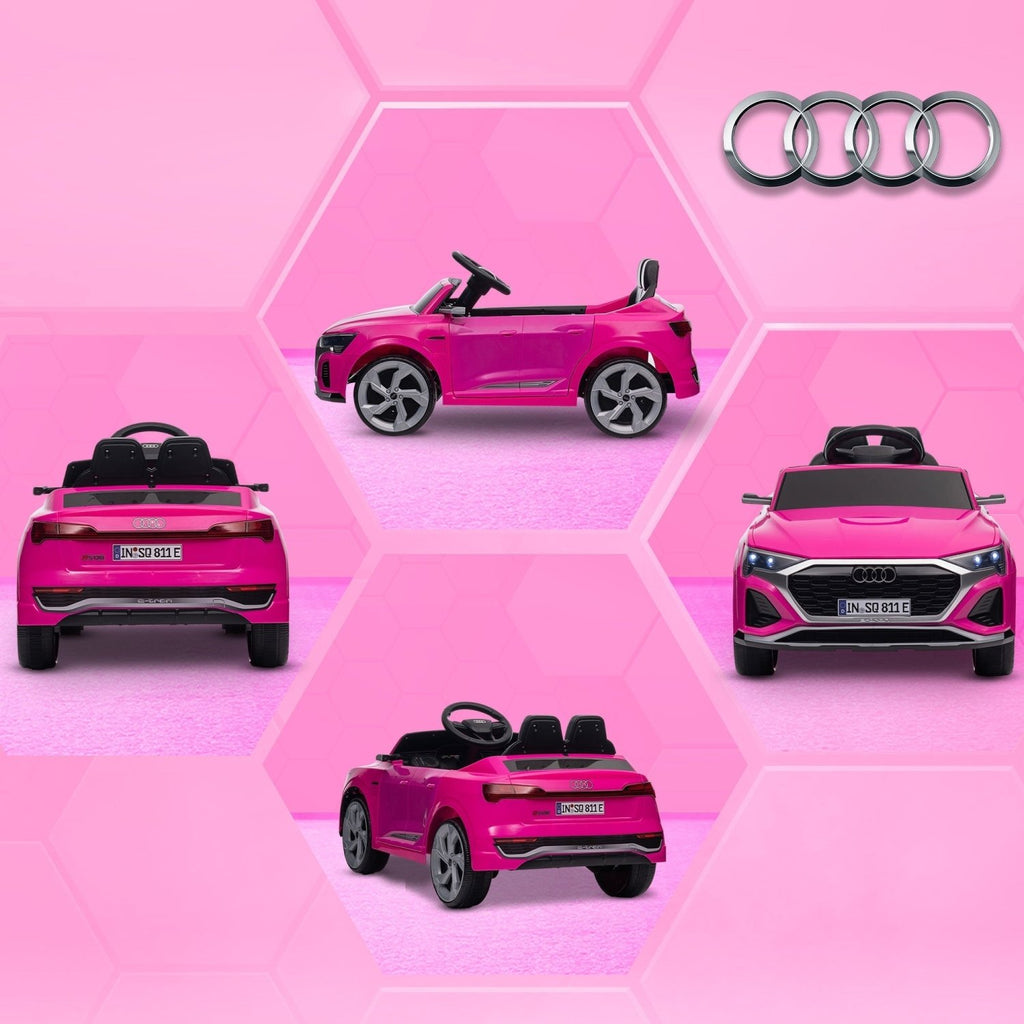 AIYAPLAY Audi Q8 e-tron Sportback Licensed 12V Ride on Car w/ Remote, 4 Spring Suspension Wheels, Headlights, Music, Horn - Pink - SGP Garden Ltd