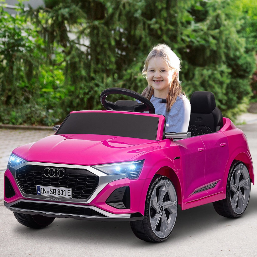 AIYAPLAY Audi Q8 e-tron Sportback Licensed 12V Ride on Car w/ Remote, 4 Spring Suspension Wheels, Headlights, Music, Horn - Pink - SGP Garden Ltd