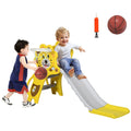 AIYAPLAY Baby Slide with Basketball Hoop, Climber, Easy to Assemble Kids Slide for Indoor Use, for Ages 18-36 Months - Yellow - SGP Garden Ltd