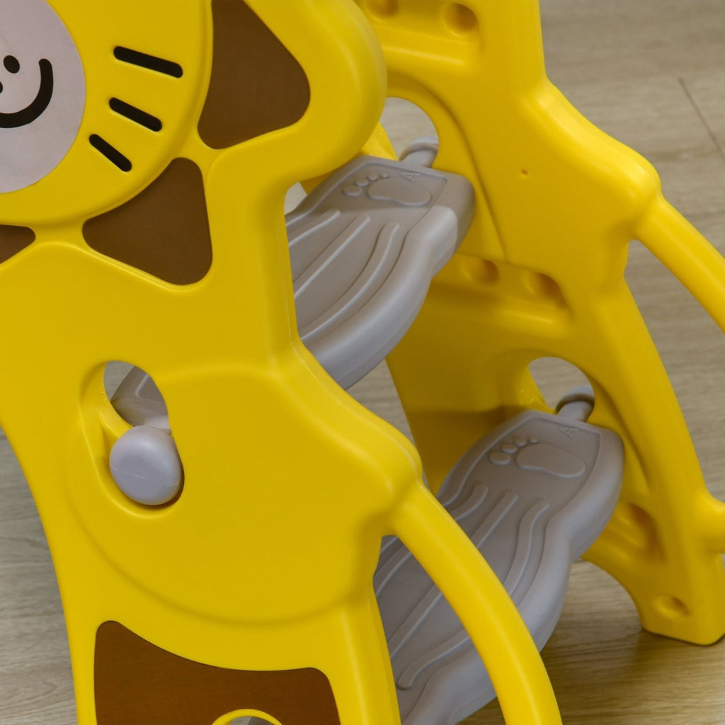 AIYAPLAY Baby Slide with Basketball Hoop, Climber, Easy to Assemble Kids Slide for Indoor Use, for Ages 18-36 Months - Yellow - SGP Garden Ltd
