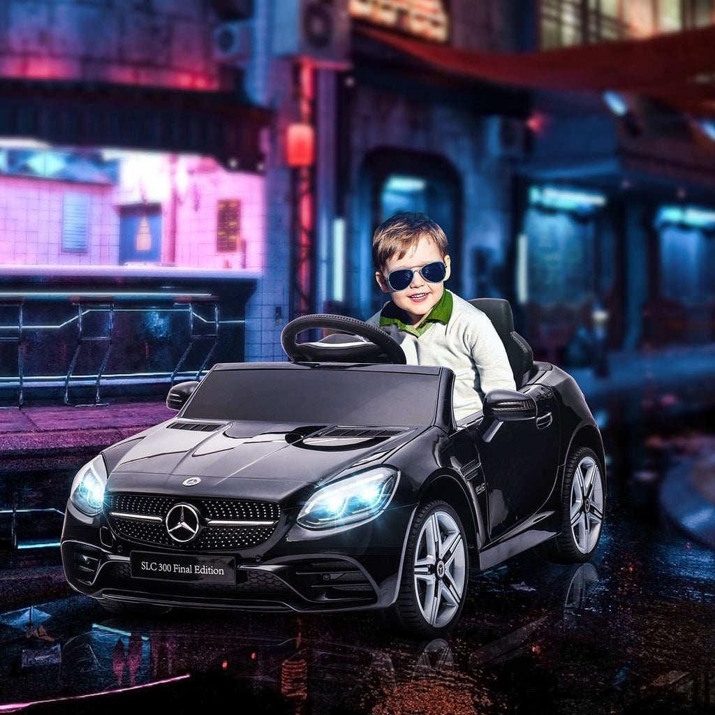 AIYAPLAY Benz SLC 300 Licensed 12V Electric Car for Kids, Kids' Electric Ride on with Parental Remote, Music Lights, Suspension Wheels for 3-6 Years, Black - SGP Garden Ltd