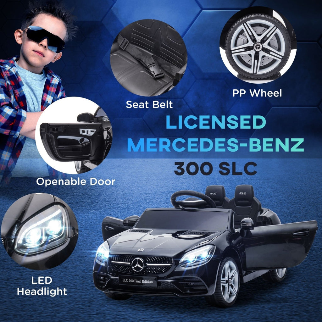 AIYAPLAY Benz SLC 300 Licensed 12V Electric Car for Kids, Kids' Electric Ride on with Parental Remote, Music Lights, Suspension Wheels for 3-6 Years, Black - SGP Garden Ltd