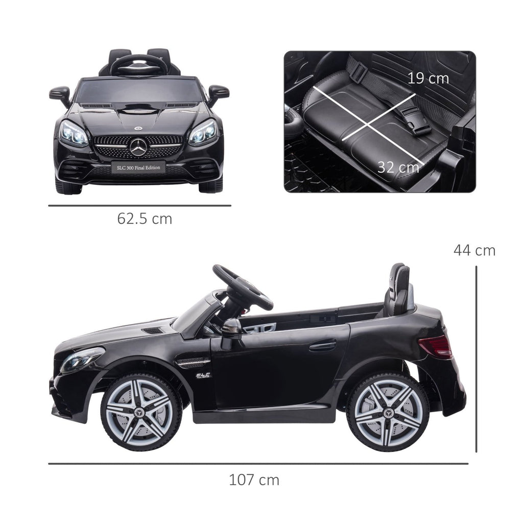 AIYAPLAY Benz SLC 300 Licensed 12V Electric Car for Kids, Kids' Electric Ride on with Parental Remote, Music Lights, Suspension Wheels for 3-6 Years, Black - SGP Garden Ltd