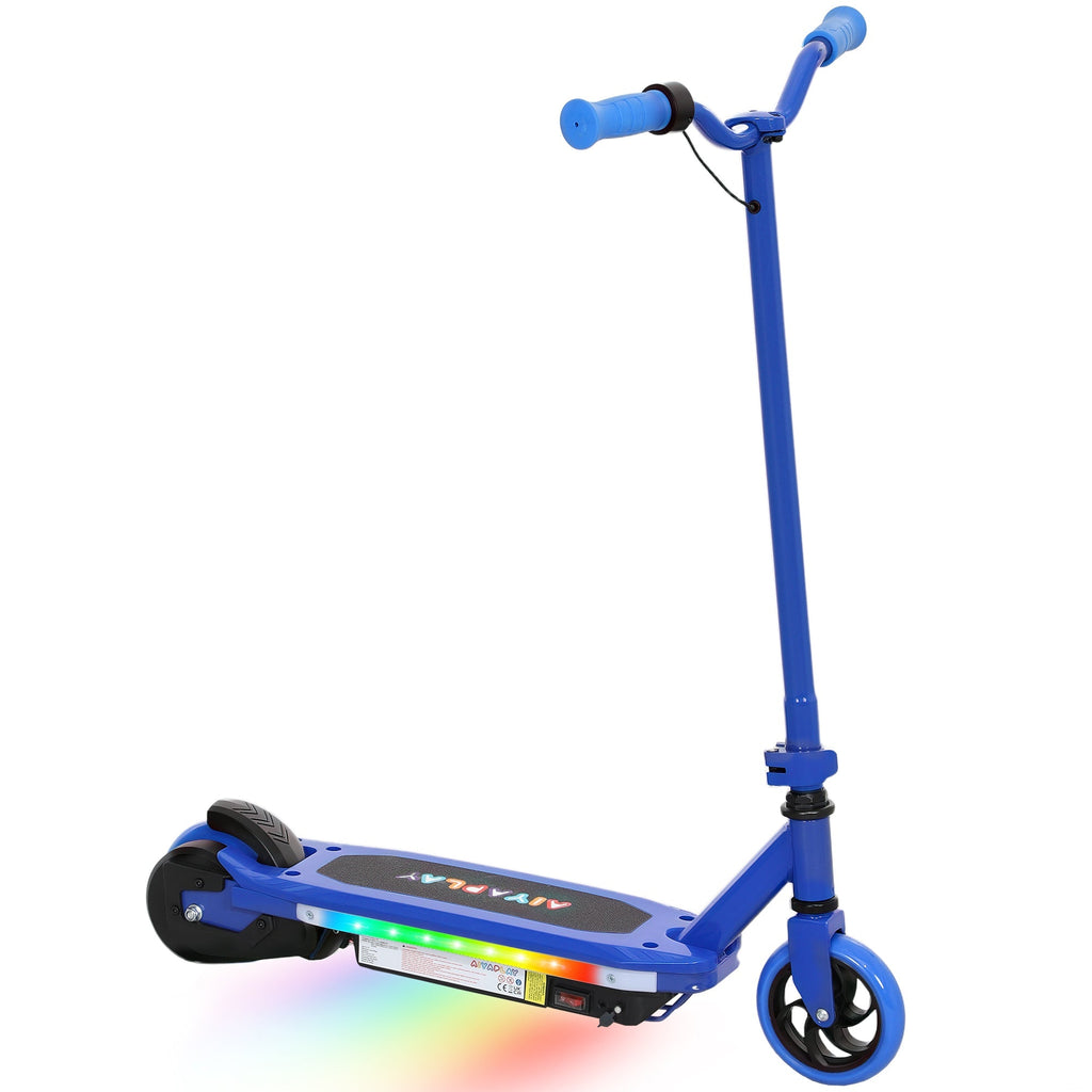 AIYAPLAY Electric Scooter for Ages 6-14, with Colourful Light and Electric Brake, Electric Scooter E Scooter, Up to 10 KM/H & 8 KM, Blue - SGP Garden Ltd