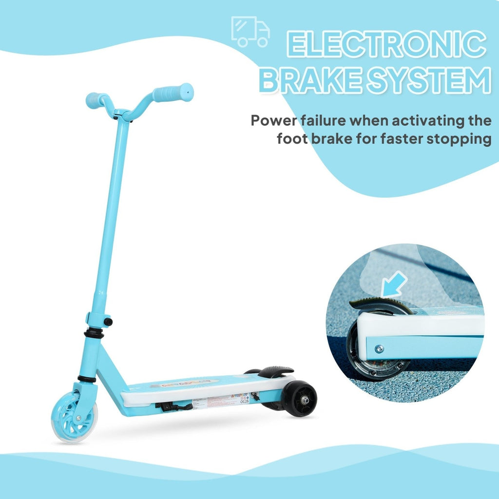 AIYAPLAY Electric Scooter for Kids Ages 4-7, with Auxiliary Rear Wheels, Flashing LED Light and Electric Brake, Kids Electric Scooter for Boys Girls, 6 KM/H & 8 KM, Blue - SGP Garden Ltd
