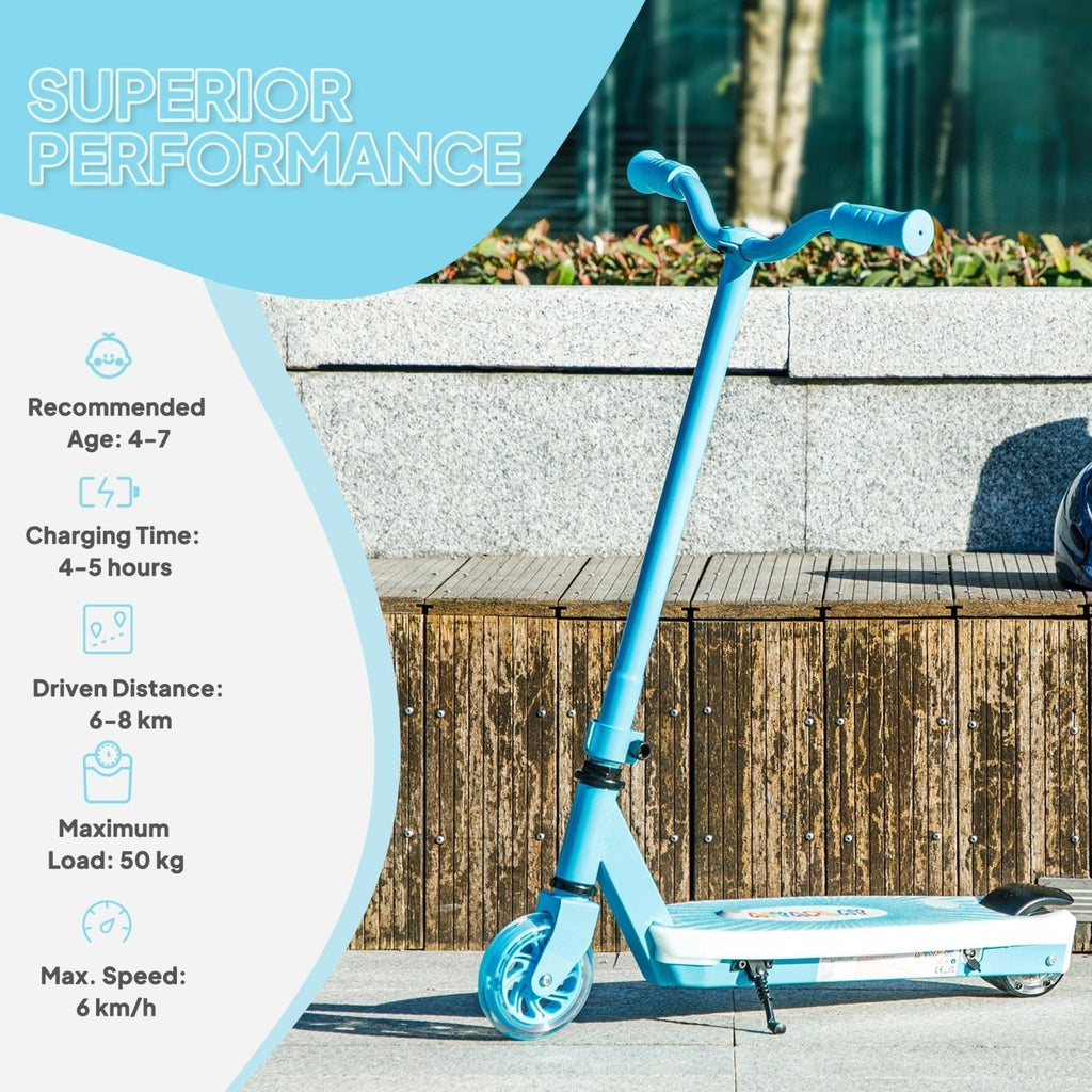 AIYAPLAY Electric Scooter for Kids Ages 4-7, with Auxiliary Rear Wheels, Flashing LED Light and Electric Brake, Kids Electric Scooter for Boys Girls, 6 KM/H & 8 KM, Blue - SGP Garden Ltd