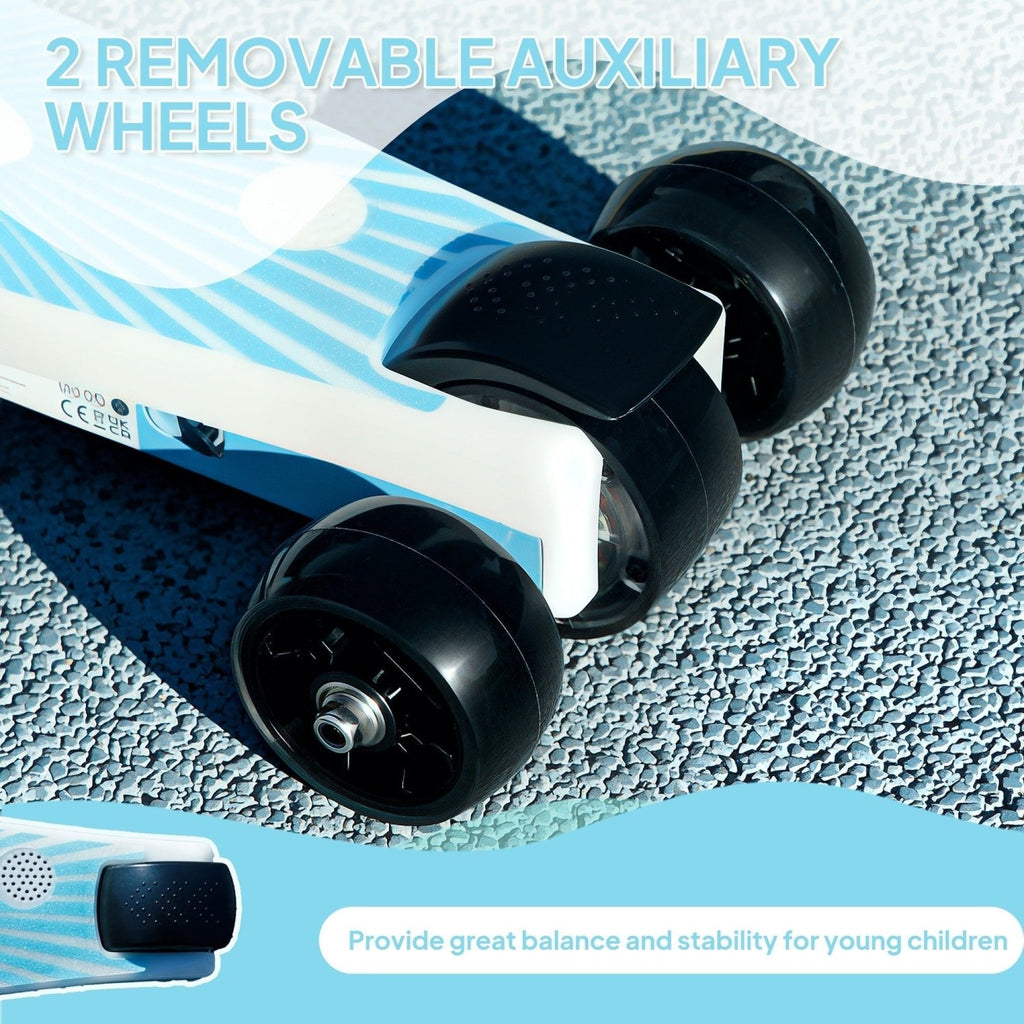 AIYAPLAY Electric Scooter for Kids Ages 4-7, with Auxiliary Rear Wheels, Flashing LED Light and Electric Brake, Kids Electric Scooter for Boys Girls, 6 KM/H & 8 KM, Blue - SGP Garden Ltd