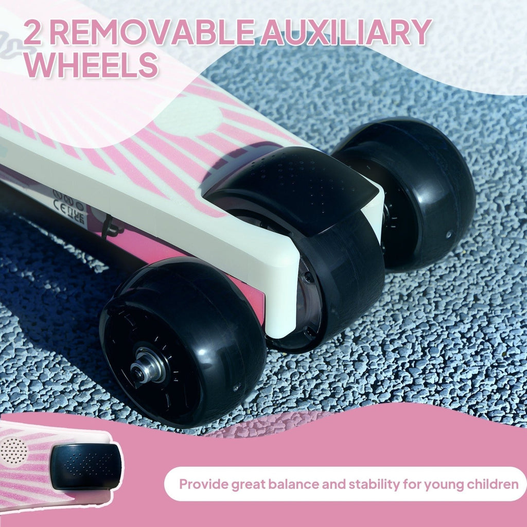 AIYAPLAY Electric Scooter for Kids Ages 4-7, with Auxiliary Rear Wheels, Flashing LED Light and Electric Brake, Kids Electric Scooter for Boys Girls, 6 KM/H & 8 KM, Pink - SGP Garden Ltd