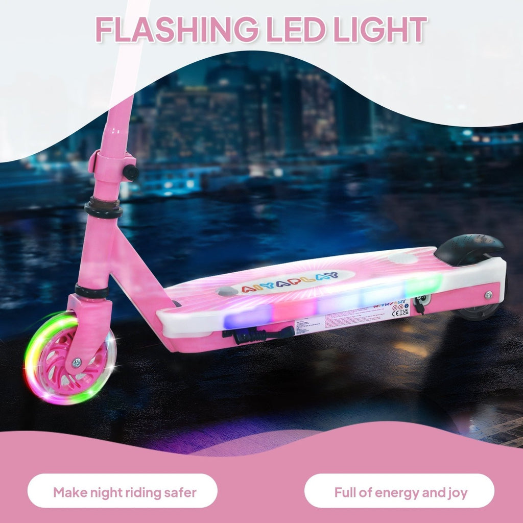 AIYAPLAY Electric Scooter for Kids Ages 4-7, with Auxiliary Rear Wheels, Flashing LED Light and Electric Brake, Kids Electric Scooter for Boys Girls, 6 KM/H & 8 KM, Pink - SGP Garden Ltd