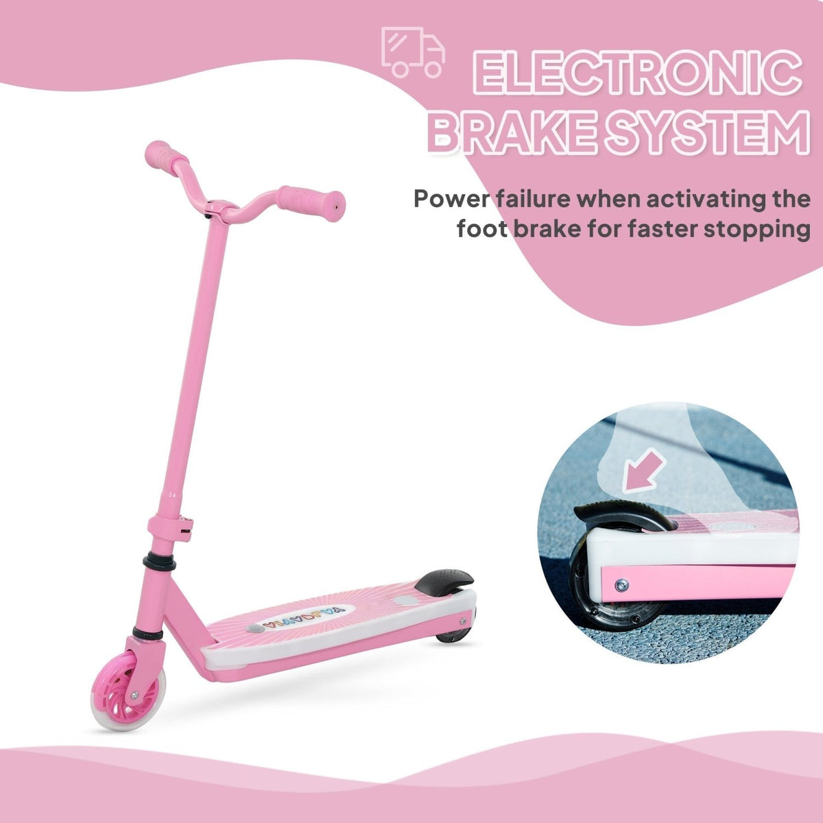 AIYAPLAY Electric Scooter for Kids Ages 4-7, with Auxiliary Rear Wheels, Flashing LED Light and Electric Brake, Kids Electric Scooter for Boys Girls, 6 KM/H & 8 KM, Pink - SGP Garden Ltd