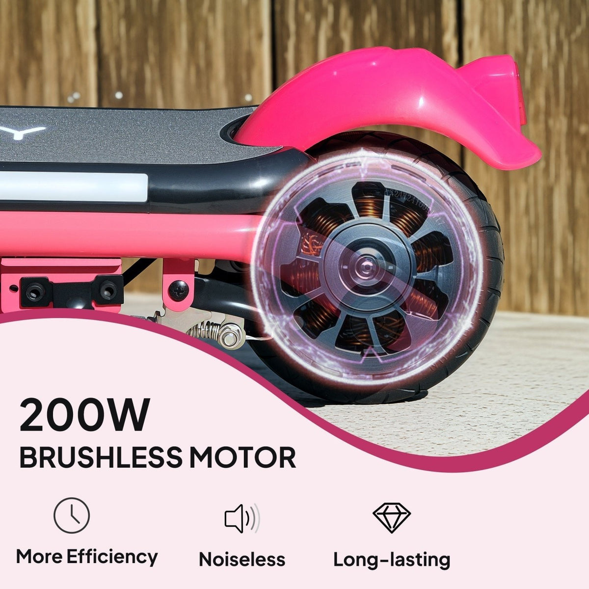 AIYAPLAY Electric Scooter for Kids Ages 6-14, with Dual Brakes, Flash Wheel and Colourful Light, Kids Electric Scooter E Scooter, Up to 12 KM/H & 10 KM, Pink - SGP Garden Ltd