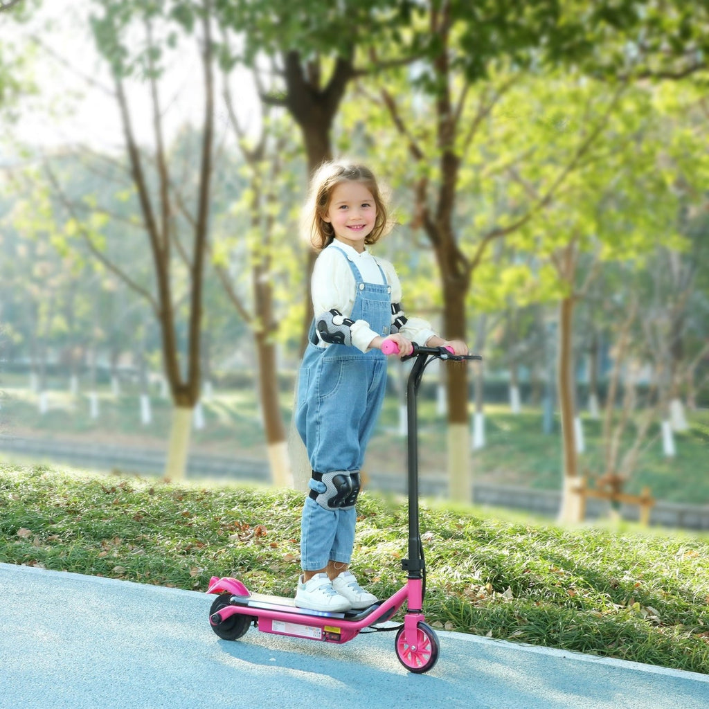AIYAPLAY Electric Scooter for Kids Ages 6-14, with Dual Brakes, Flash Wheel and Colourful Light, Kids Electric Scooter E Scooter, Up to 12 KM/H & 10 KM, Pink - SGP Garden Ltd