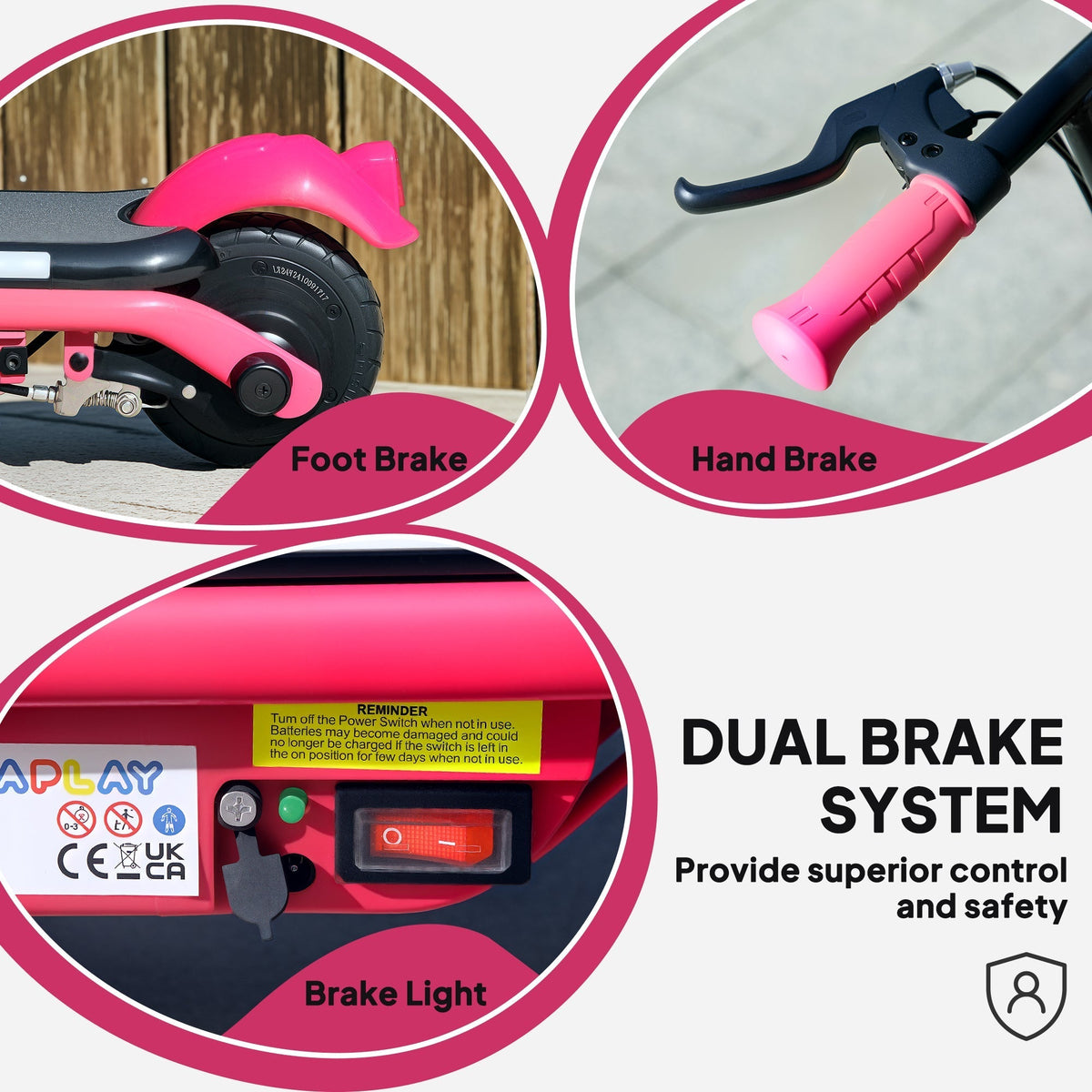 AIYAPLAY Electric Scooter for Kids Ages 6-14, with Dual Brakes, Flash Wheel and Colourful Light, Kids Electric Scooter E Scooter, Up to 12 KM/H & 10 KM, Pink - SGP Garden Ltd