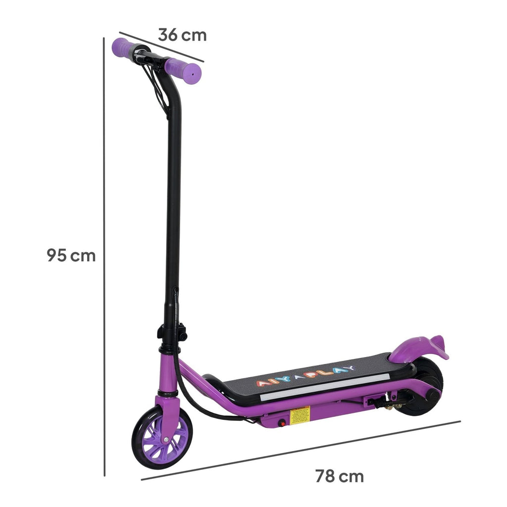 AIYAPLAY Electric Scooter for Kids Ages 6-14, with Dual Brakes, Flash Wheel and Colourful Light, Kids Electric Scooter E Scooter, Up to 12 KM/H & 10 KM, Purple - SGP Garden Ltd