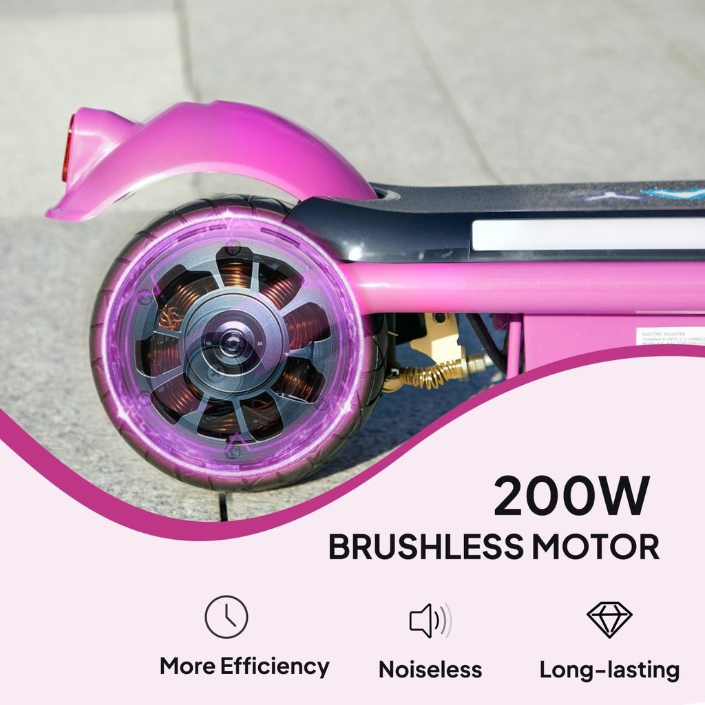 AIYAPLAY Electric Scooter for Kids Ages 6-14, with Dual Brakes, Flash Wheel and Colourful Light, Kids Electric Scooter E Scooter, Up to 12 KM/H & 10 KM, Purple - SGP Garden Ltd
