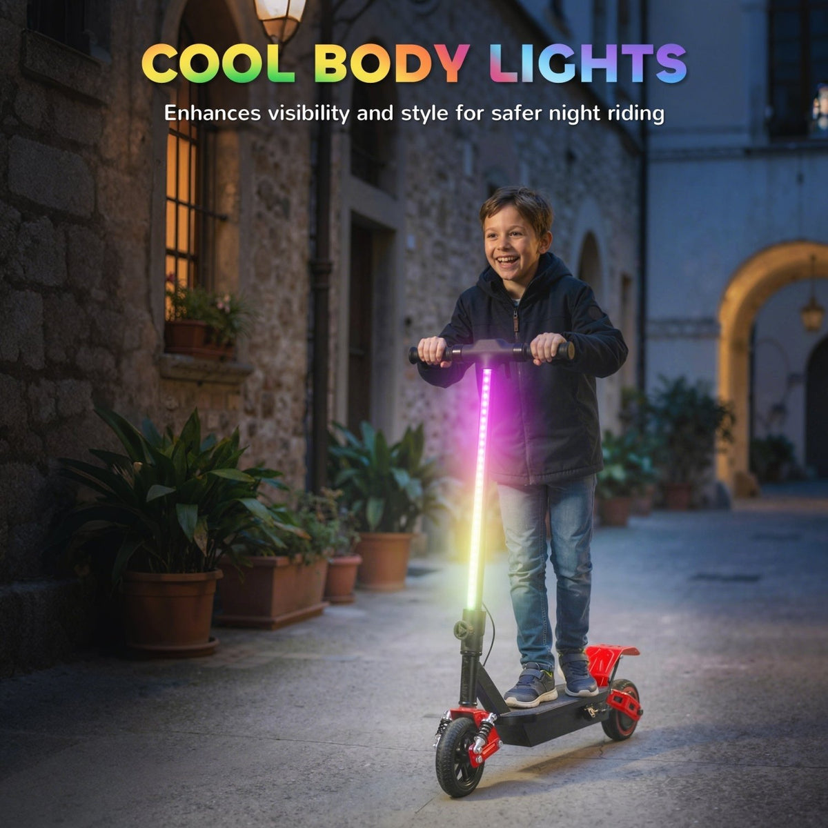 AIYAPLAY Foldable Kids Electric Scooter with LCD Display, Dual Shock Absorption, Up to 15 KM/H, Max Range 6 KM for Age 6-14, Red - SGP Garden Ltd