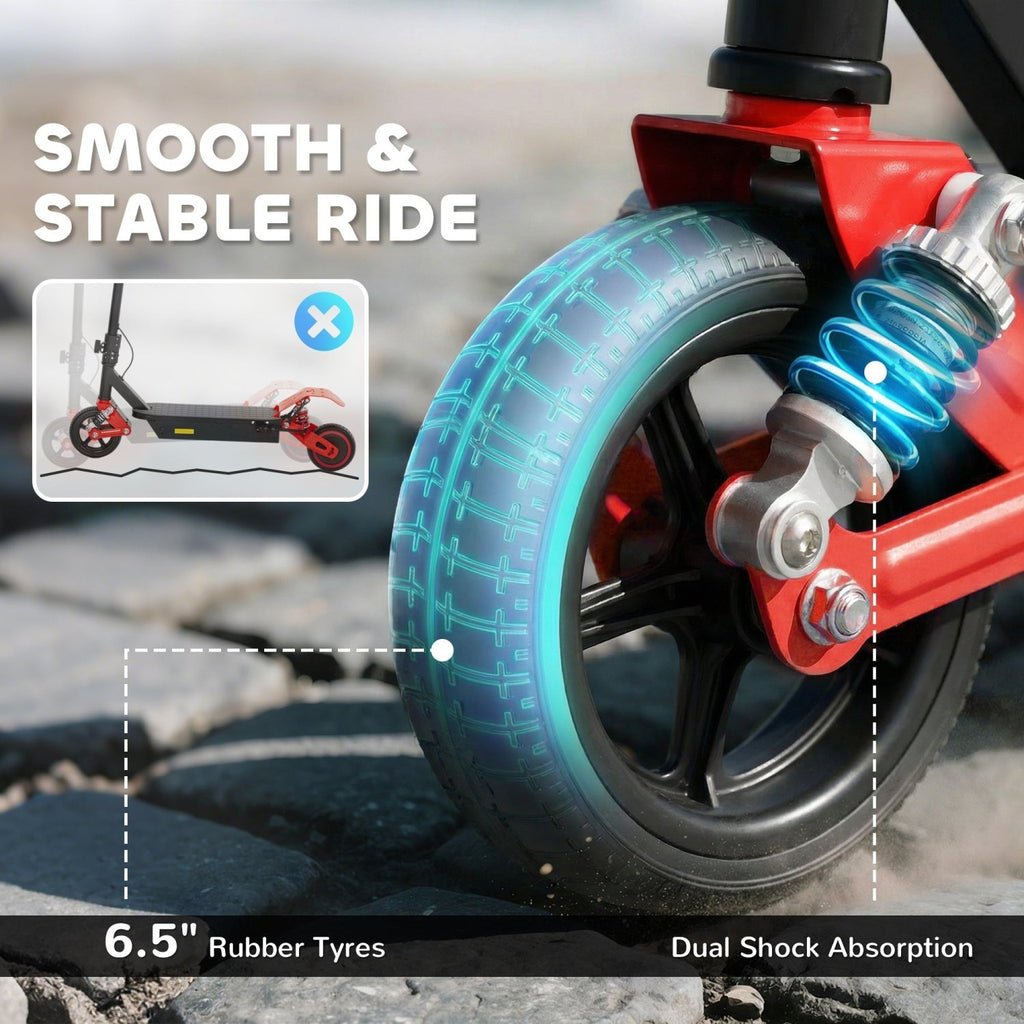 AIYAPLAY Foldable Kids Electric Scooter with LCD Display, Dual Shock Absorption, Up to 15 KM/H, Max Range 6 KM for Age 6-14, Red - SGP Garden Ltd