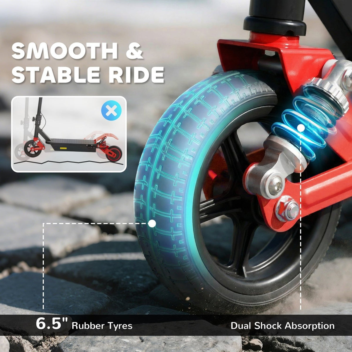 AIYAPLAY Foldable Kids Electric Scooter with LCD Display, Dual Shock Absorption, Up to 15 KM/H, Max Range 6 KM for Age 6-14, Red - SGP Garden Ltd