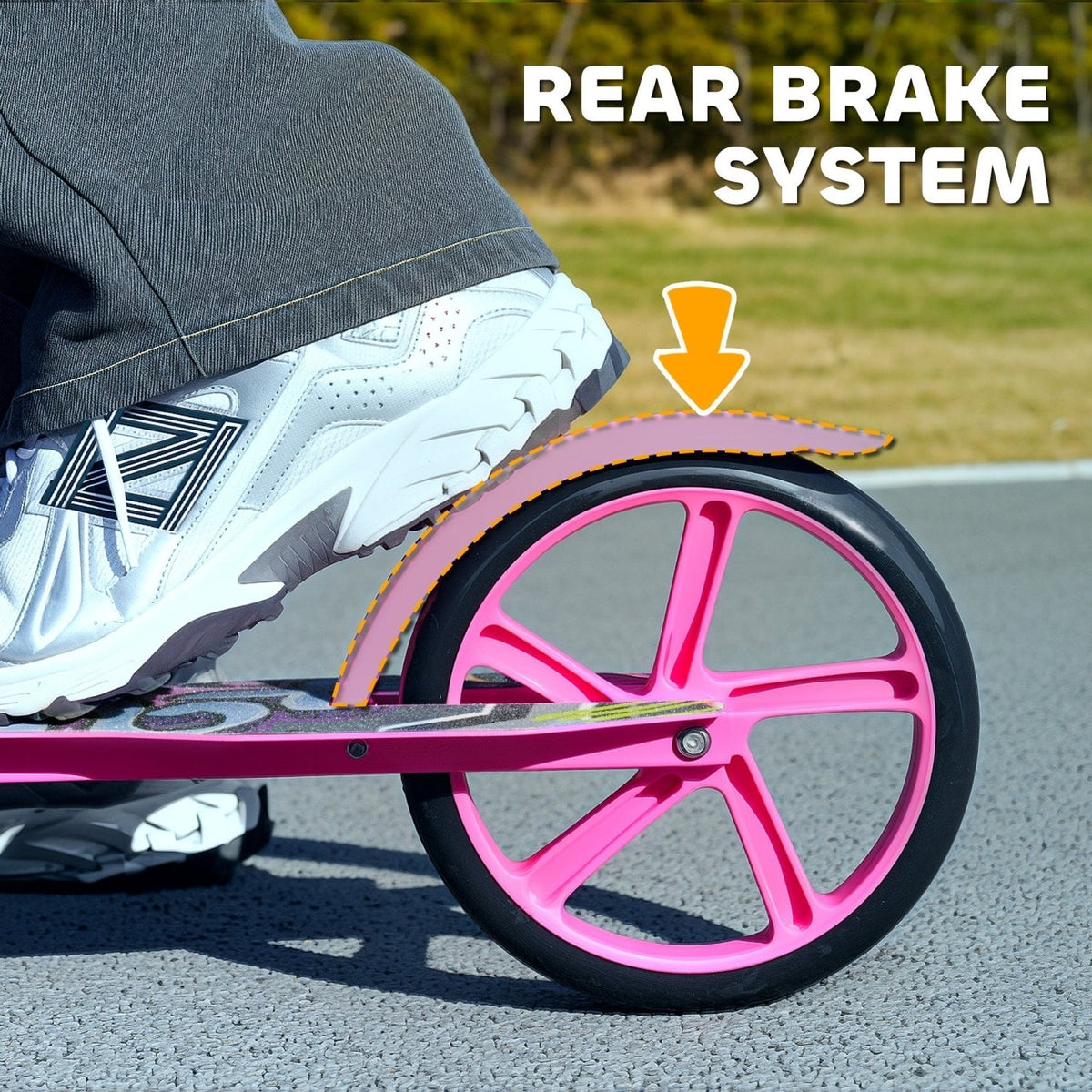 AIYAPLAY Foldable Kids Scooter with Adjustable Handlebar, 200mm Big Wheel, Rear Fender Brake, Gift for Ages 6-12 Years, Pink - SGP Garden Ltd