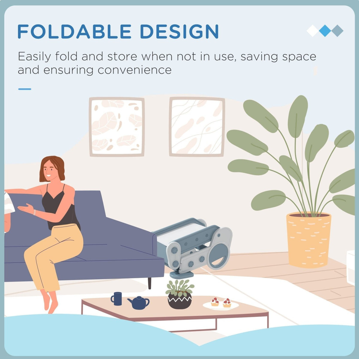 AIYAPLAY Foldable Kids Slide, Freestanding Baby Slide, for Ages 1.5-3 Years, Grey & Beige - SGP Garden Ltd