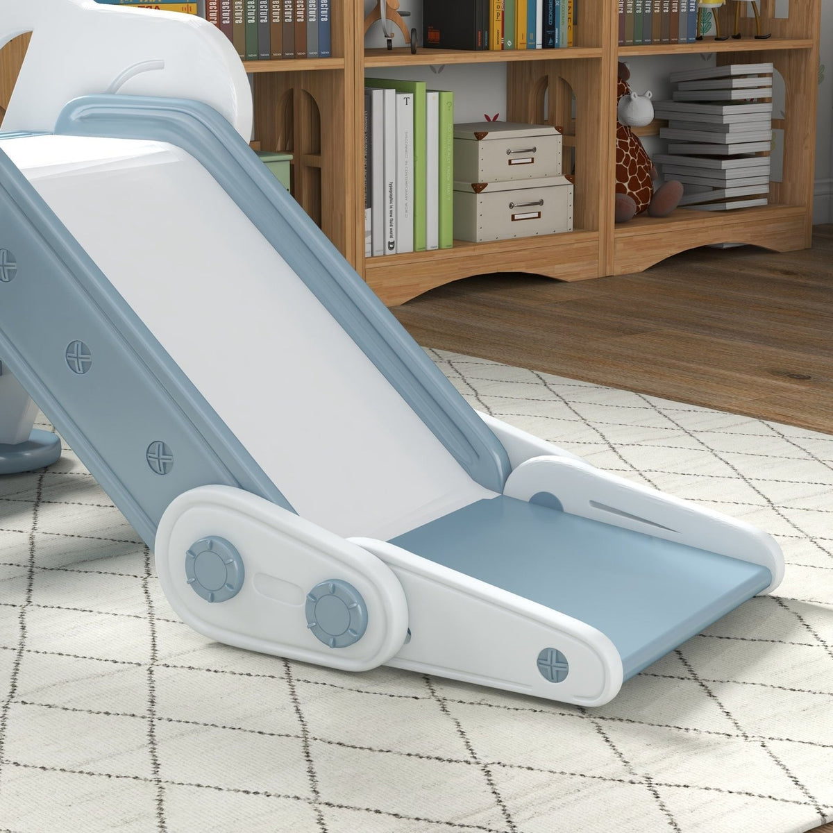 AIYAPLAY Foldable Kids Slide, Freestanding Baby Slide, for Ages 1.5-3 Years, Grey & Beige - SGP Garden Ltd