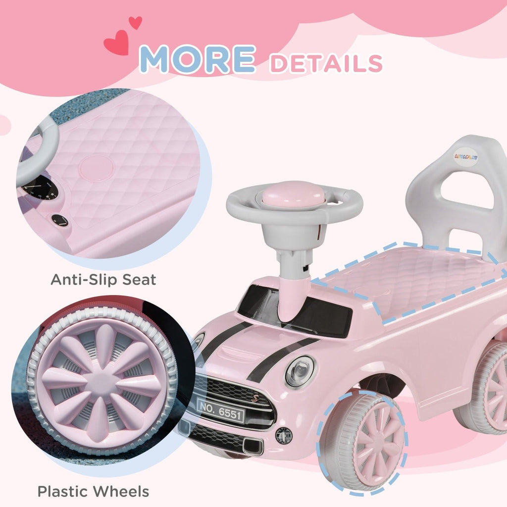 AIYAPLAY Foot To Floor Ride On Car Sliding Car w/ Air Horn, Anti-Over-Backwards, 18 to 36 Months - Pink - SGP Garden Ltd