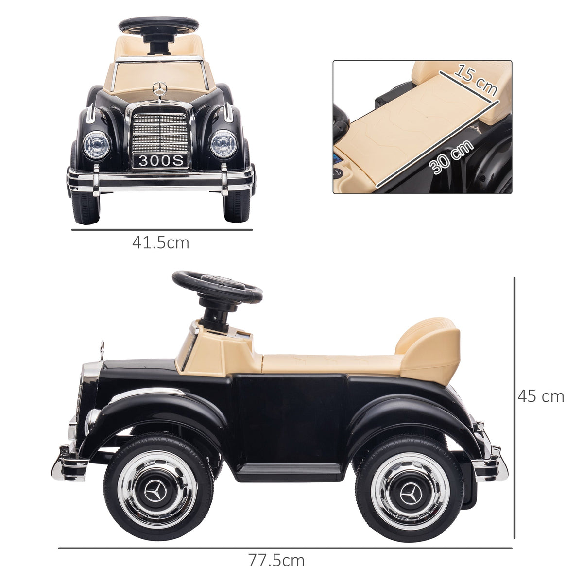 AIYAPLAY Foot to Floor Ride on Sliding Car Mercedes-Benz 300S Licensed for 18-48 months - SGP Garden Ltd