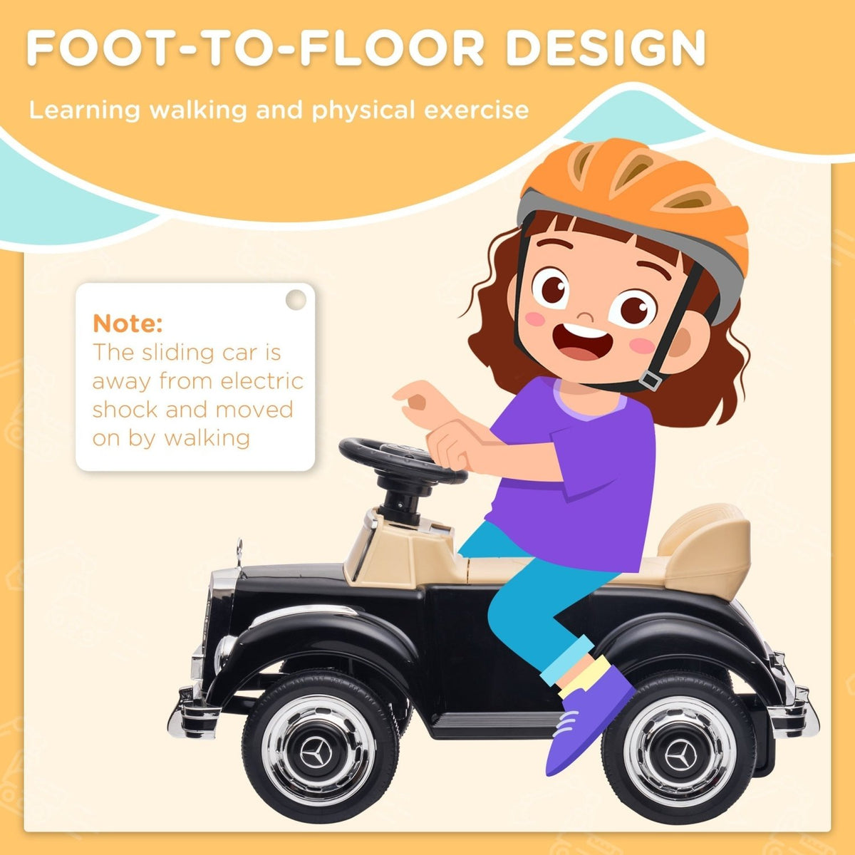 AIYAPLAY Foot to Floor Ride on Sliding Car Mercedes-Benz 300S Licensed for 18-48 months - SGP Garden Ltd