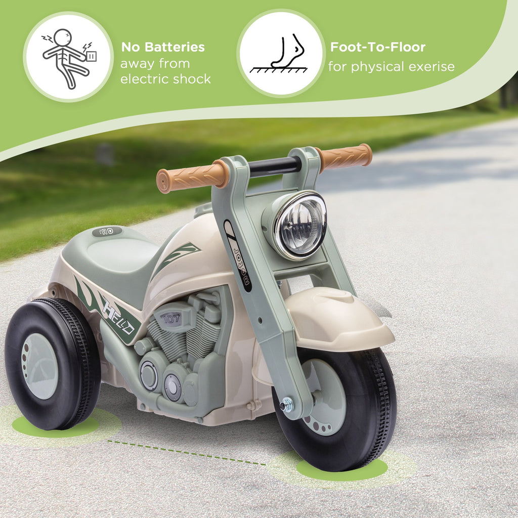 AIYAPLAY Foot To Floor Sliding Kids Ride On Car with Music, Bubble, for Toddler from 2 to 5 Years Old - Cream White - SGP Garden Ltd