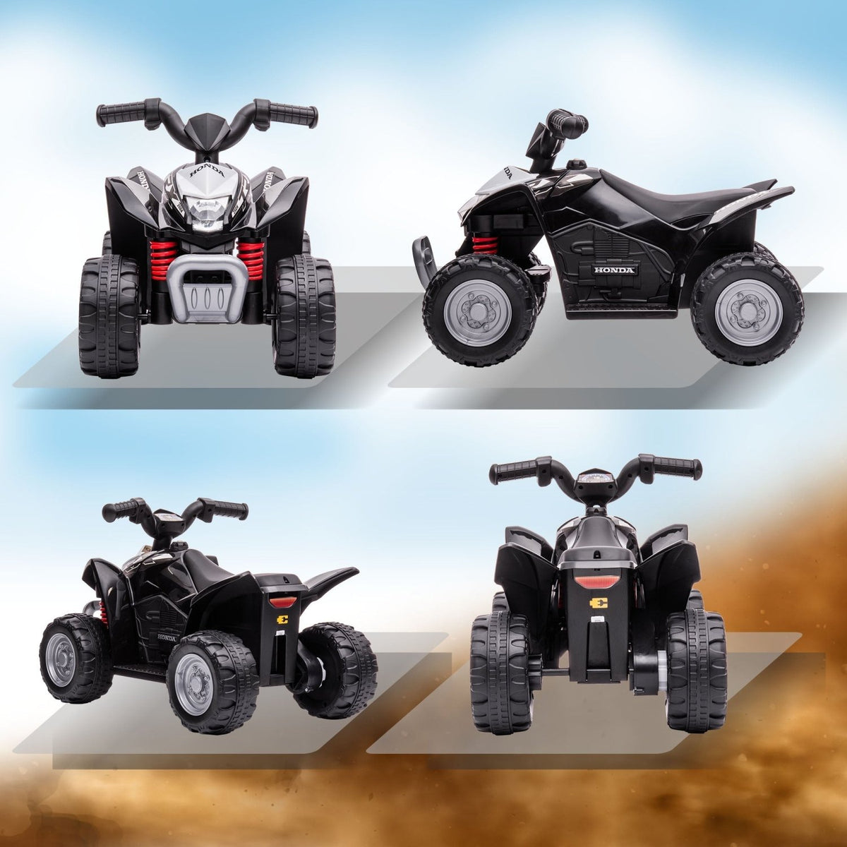 AIYAPLAY Honda Licensed Kids Electric Quad Bike, 6V ATV Ride On for Ages 1.5-3 Years, Black - SGP Garden Ltd