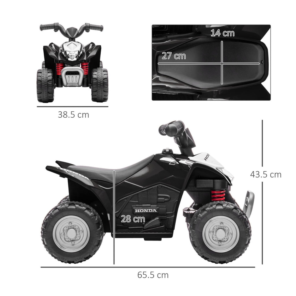 AIYAPLAY Honda Licensed Kids Electric Quad Bike, 6V ATV Ride On for Ages 1.5-3 Years, Black - SGP Garden Ltd