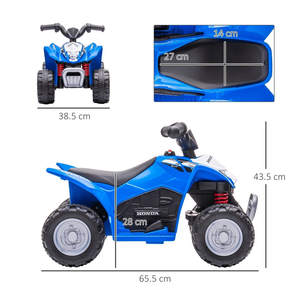 AIYAPLAY Honda Licensed Kids Electric Quad Bike, 6V ATV Ride On for Ages 1.5-3 Years, Blue - SGP Garden Ltd