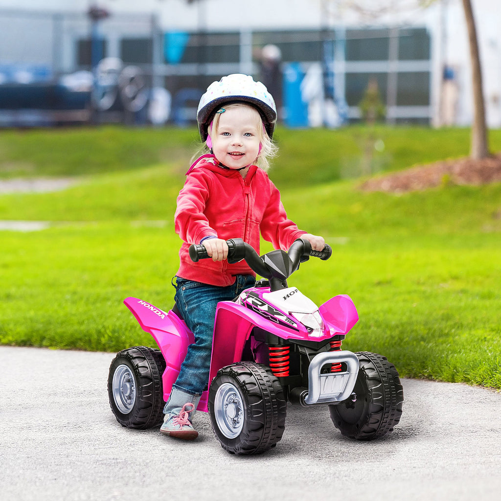 AIYAPLAY Honda Licensed Kids Electric Quad Bike, 6V ATV Ride On for Ages 1.5-3 Years, Pink - SGP Garden Ltd