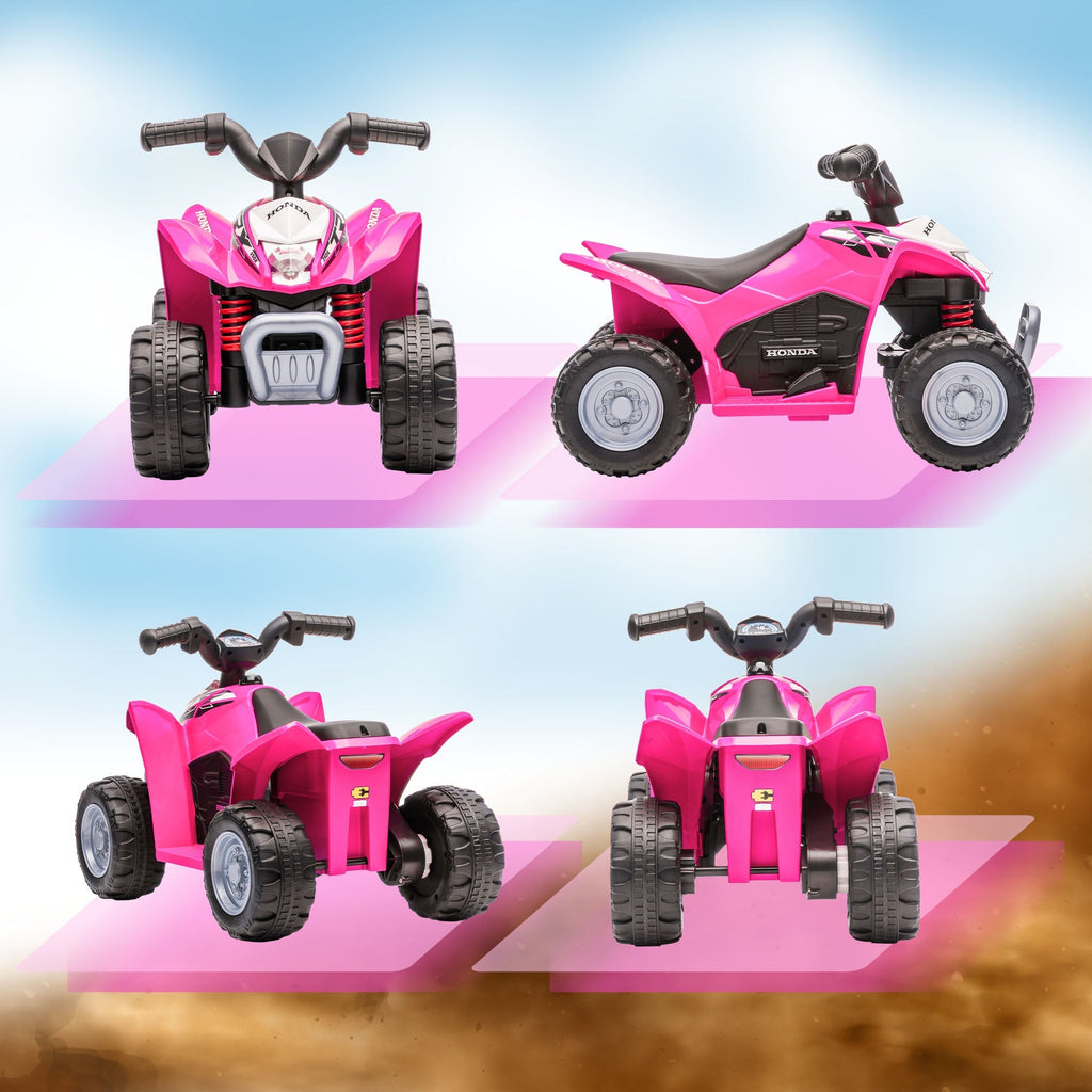 AIYAPLAY Honda Licensed Kids Electric Quad Bike, 6V ATV Ride On for Ages 1.5-3 Years, Pink - SGP Garden Ltd