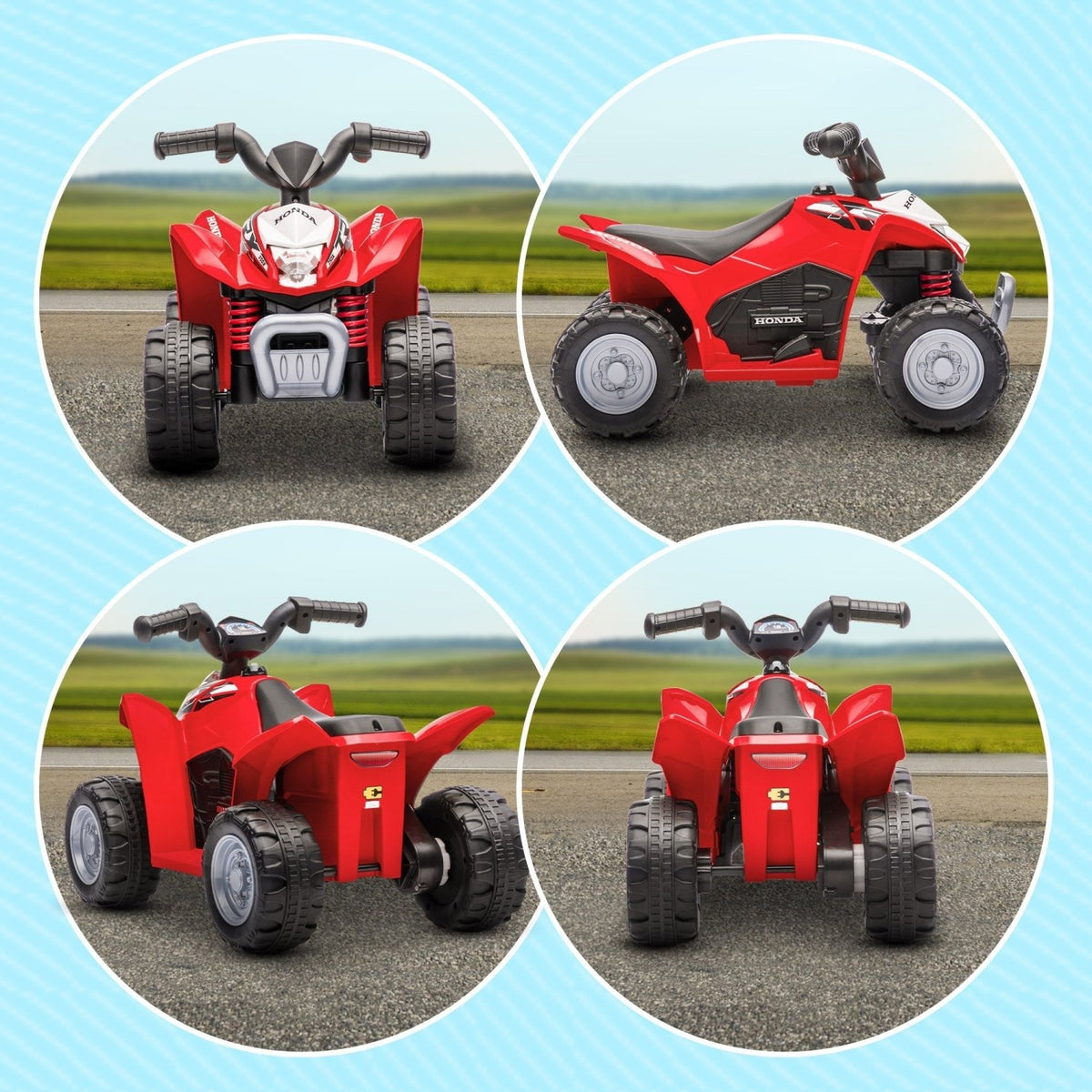 AIYAPLAY Honda Licensed Kids Electric Quad Bike, 6V ATV Ride On for Ages 1.5-3 Years, Red - SGP Garden Ltd