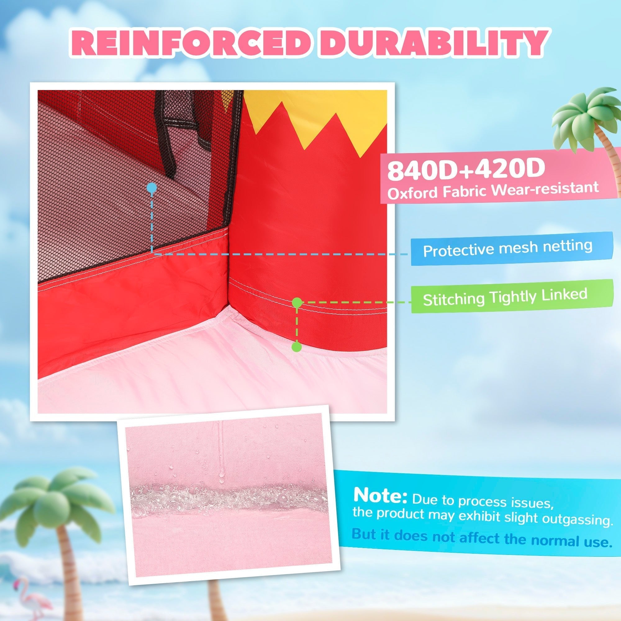 AIYAPLAY Inflatable Bounce House for Kids with Slide, Ball Pit, Basketball Hoop and Blower for Indoor Outdoor Garden, Pink - SGP Garden Ltd