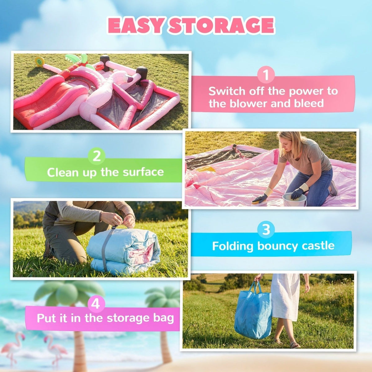 AIYAPLAY Inflatable Bounce House for Kids with Slide, Ball Pit, Basketball Hoop and Blower for Indoor Outdoor Garden, Pink - SGP Garden Ltd