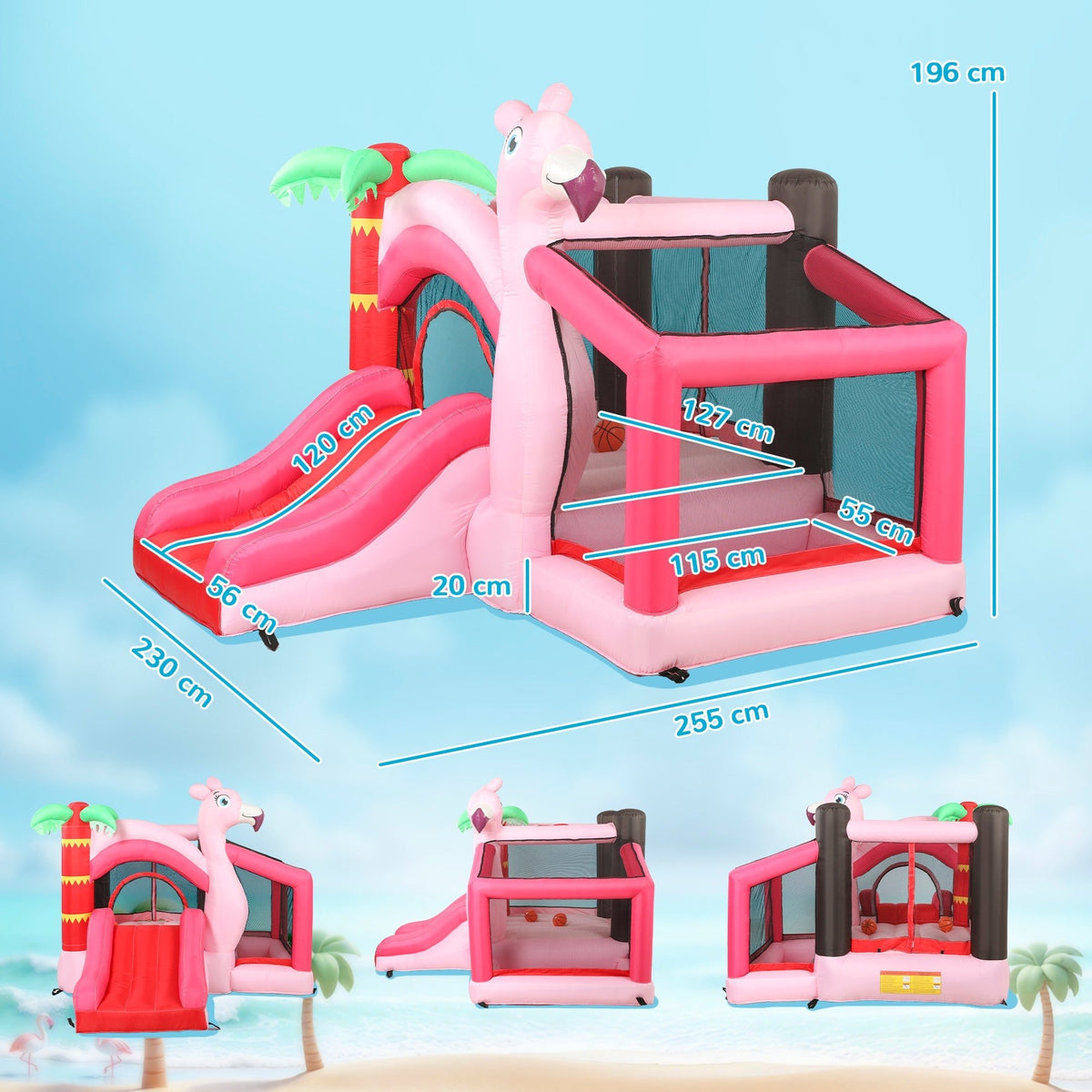 AIYAPLAY Inflatable Bounce House for Kids with Slide, Ball Pit, Basketball Hoop and Blower for Indoor Outdoor Garden, Pink - SGP Garden Ltd