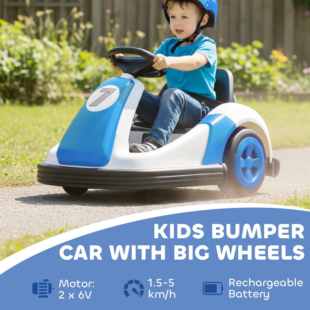 AIYAPLAY Kids Bumper Car with 360-Degree Rotation, 6V Electric Ride On Car with Music and Horn for 3-8 Years Old, Blue - SGP Garden Ltd