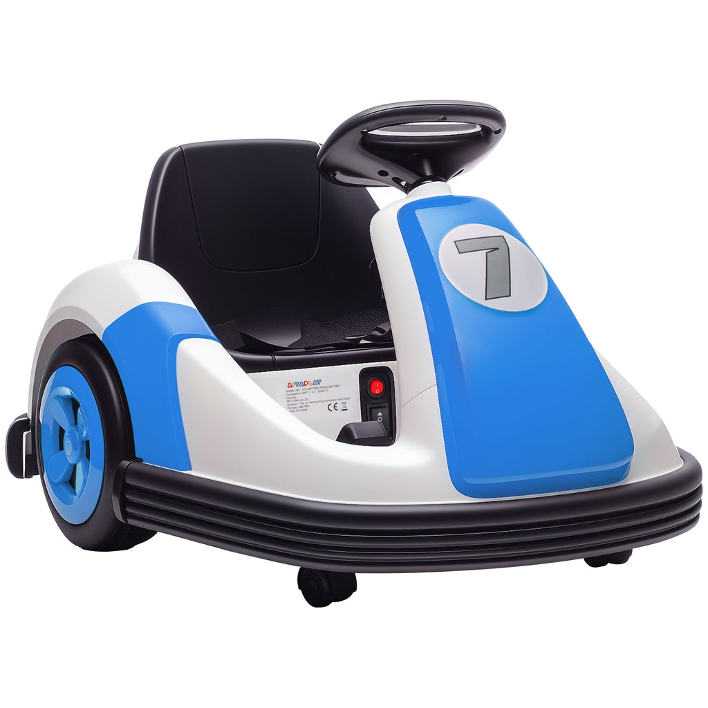 AIYAPLAY Kids Bumper Car with 360-Degree Rotation, 6V Electric Ride On Car with Music and Horn for 3-8 Years Old, Blue - SGP Garden Ltd