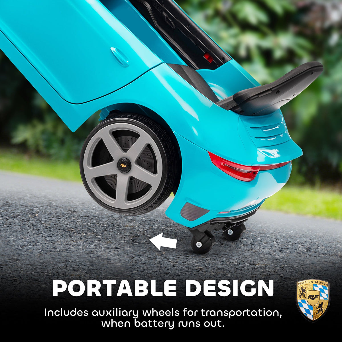 AIYAPLAY Kids Electric Car, 12V Licensed RUF GT Ride on Car with Suspension, Remote Control, Music, for 3-5 Years, Blue - SGP Garden Ltd