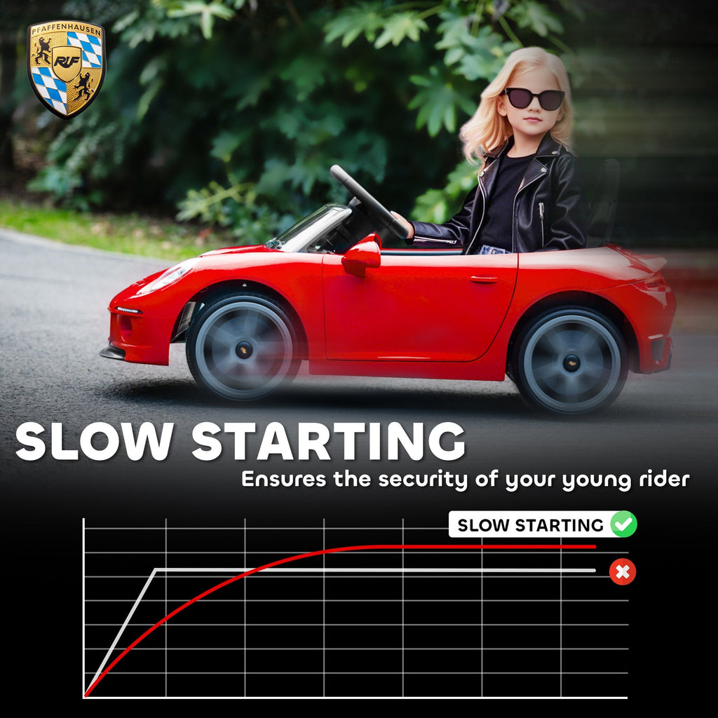 AIYAPLAY Kids Electric Car, 12V Licensed RUF GT Ride on Car with Suspension, Remote Control, Music, for 3-5 Years, Red - SGP Garden Ltd