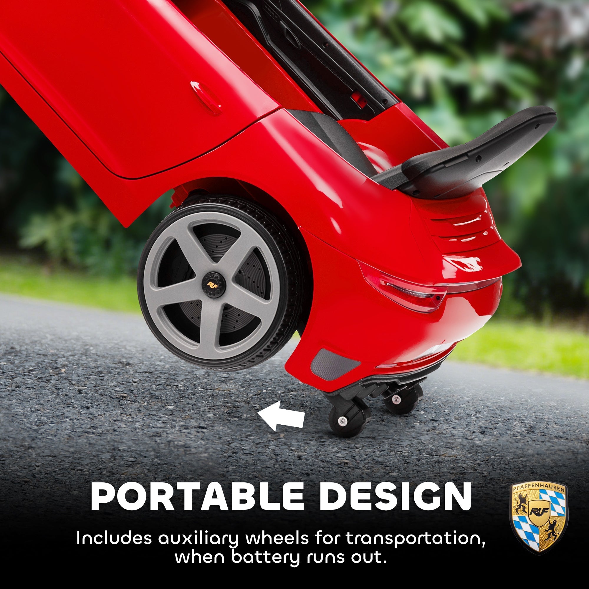 AIYAPLAY Kids Electric Car, 12V Licensed RUF GT Ride on Car with Suspension, Remote Control, Music, for 3-5 Years, Red - SGP Garden Ltd
