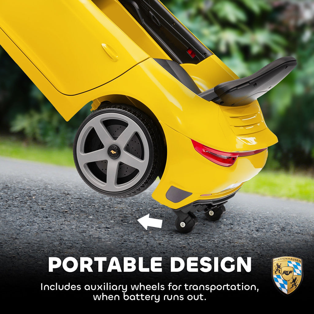 AIYAPLAY Kids Electric Car, 12V Licensed RUF GT Ride on Car with Suspension, Remote Control, Music for 3-5 Years Yellow - SGP Garden Ltd