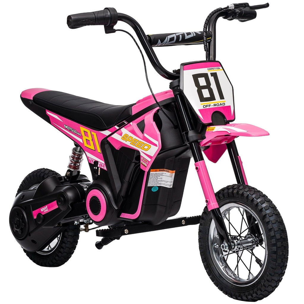 AIYAPLAY Kids Electric Motorbike, 24V Ride On Motorcycle with 3 Speeds and Rear Suspension, Dirt Bike for 8-12 Years Old, Pink - SGP Garden Ltd