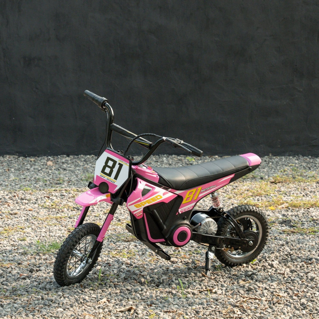 AIYAPLAY Kids Electric Motorbike, 24V Ride On Motorcycle with 3 Speeds and Rear Suspension, Dirt Bike for 8-12 Years Old, Pink - SGP Garden Ltd